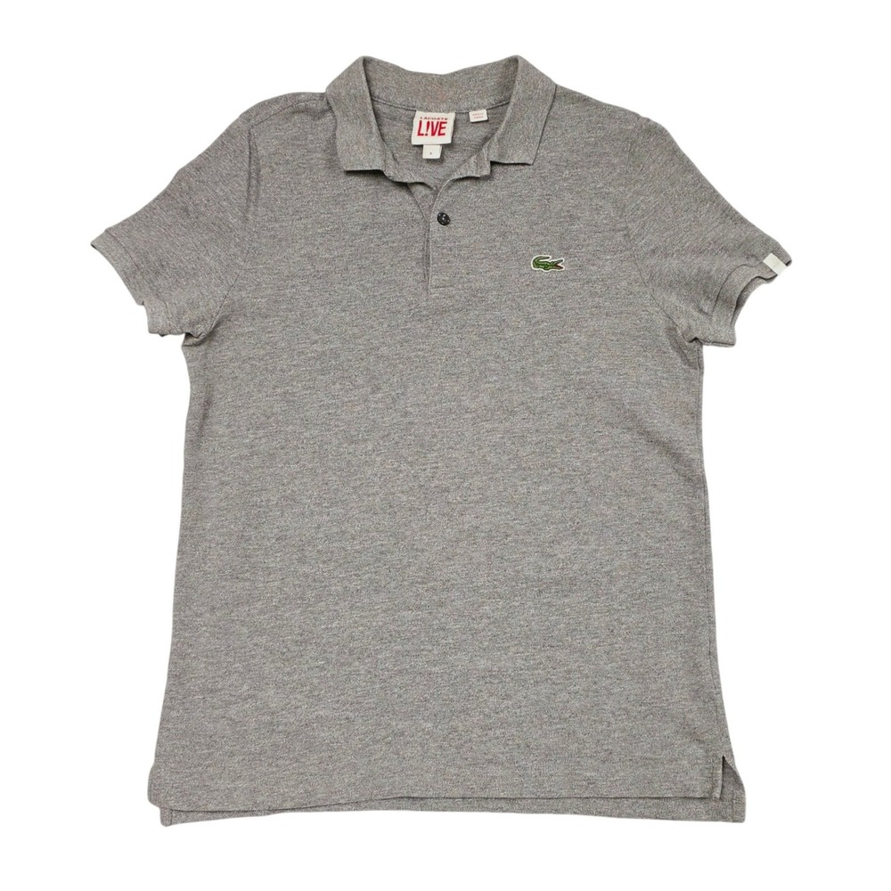 Lacoste L!VE Polo Shirt Mens S Gray Short Sleeve Pique Cotton Classic Designer